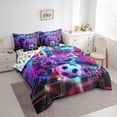 thumbnail image 3 of Castle Fairy Abstract Video Game Bedding Comforter Set,Futuristic Grid Queen Bedding Sets, 3 of 8