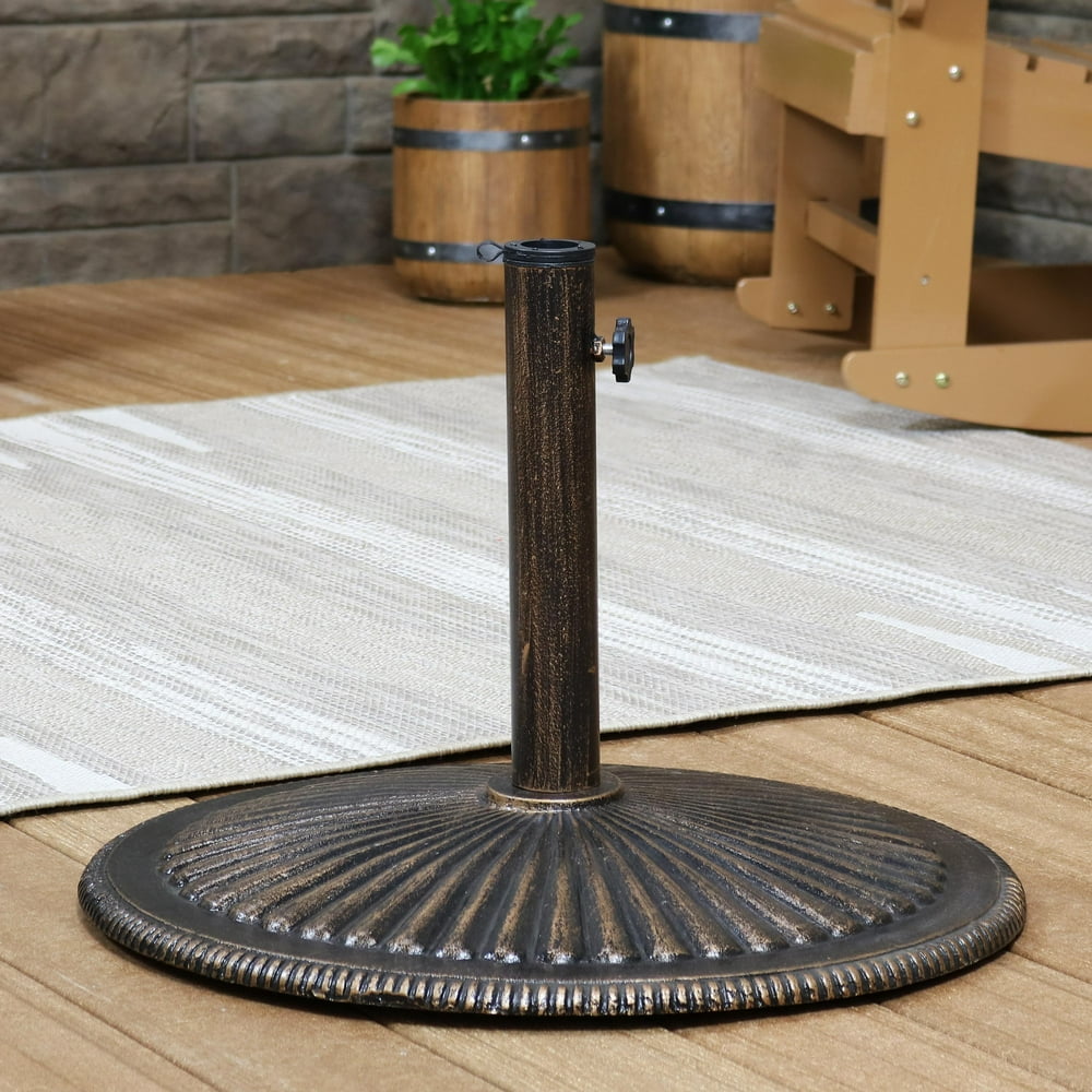 Sunnydaze 22Inch Diameter Round Cast Iron Patio Umbrella Base with