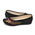 thumbnail image 3 of TJ Global Women's Traditional Chinese Phoenix and Flower Embroidery Flats - Totem Style Loafers Comfortable Round Toe Ballet, Cheongsam (Black, Size 8), 3 of 4