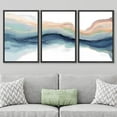 thumbnail image 5 of PixonSign Framed Wall Art Set Pastel Watercolor Teal Brown Paint Stroke Landscape Abstract Canvas Print Nature Wilderness Modern Art Decor Scenic Relax/Calm for Bedroom - 24"x36"x3 Panels Black, 5 of 5