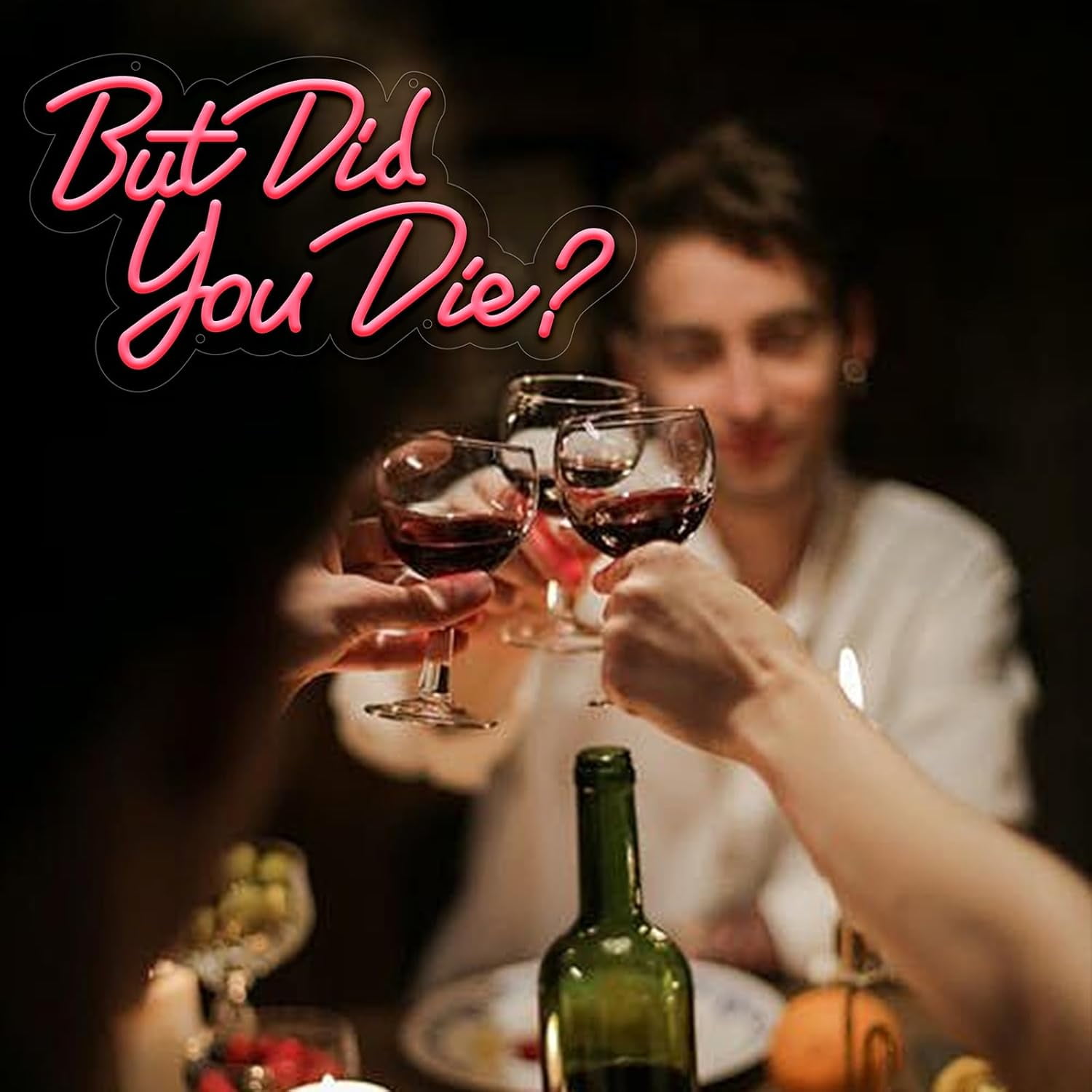 But Did You Die Neon Led Sign, Pink Neon Signs for Wall Decor, Letter Neon Lights with USB Powered for Room Decor, Bedroom, Office, Gym, Livingroom