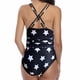 thumbnail image 5 of Trajes de baño de una pieza para mujer Traje de baño sin espalda con control de barriga y ojo de cerradura cruzado en la parte delantera - Estrella, 5 of 6