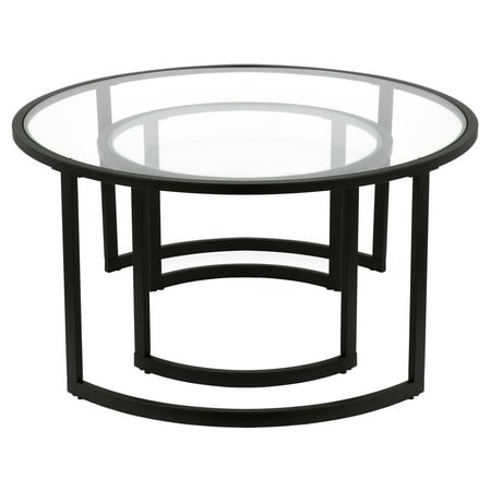 18.5 Nested Round Metal  Coffee Table in Black - Henn&Hart