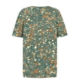 thumbnail image 4 of Women's T-Shirts Fashion Full Floral Printing Front Pleated Blouses Top Summer Square Collar Short Sleeved Shirts Button Casual Loose Pullover Tops, 4 of 5