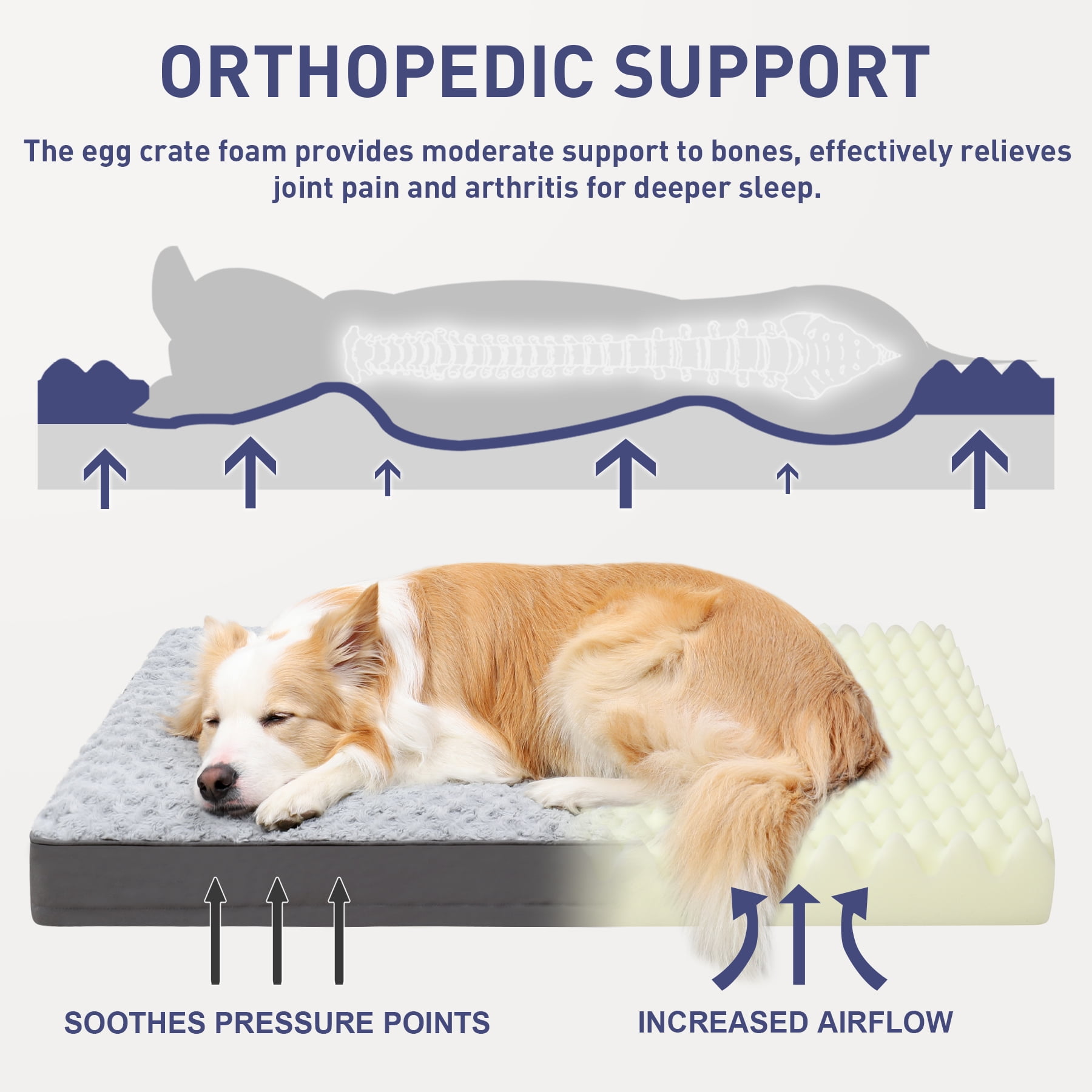 Waterproof Dog Beds for Crates 42" Washable Removable Cover Dog Kennel Pad for Extra Large Dogs