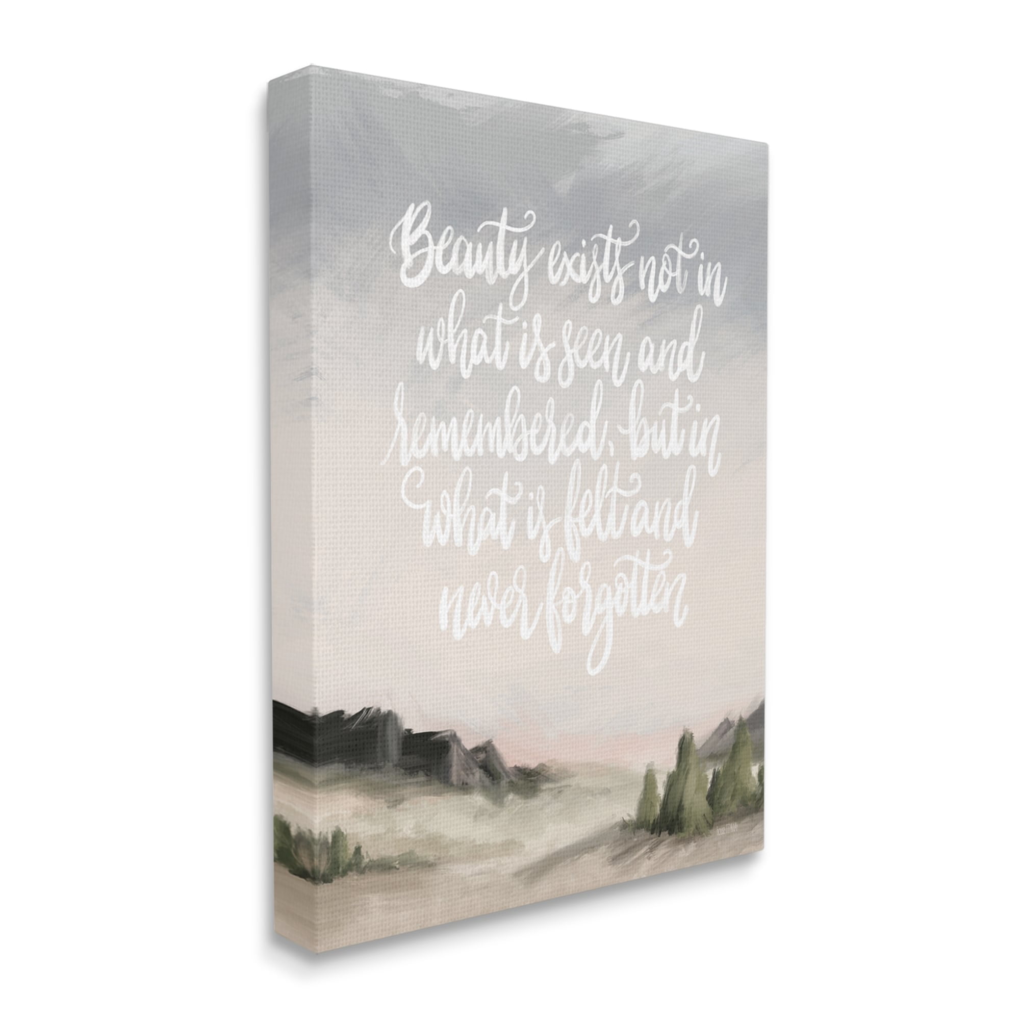 Stupell Industries Beauty is Never Forgotten Quote Minimalistic Rural Landscape ,24 x 30, Design by House Fenway