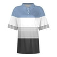 thumbnail image 3 of Mohiass Womens Collared Polo Shirts Cotton Wicking Casual Lapel Tops Lightweight Short Sleeve Striped Dressy Summer Button Down Shirt Blue 2XL, 3 of 4