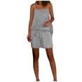 thumbnail image 4 of Fewfanhot Sets for Women Cotton-Linen Camisole Set, Adjustable Strap Tank Top & Loose Shorts, Soft Casual Lounge Wear, 4 of 7