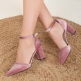 thumbnail image 3 of YDN Women's Closed Pointed Toe Pumps Strap Buckle Block High Heel D'Orsay Shoes Fancy Ballroom Outfit Size 13 Pink, 3 of 4