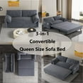thumbnail image 6 of 63.8" Convertible Sleeper Sofa Bed, Modern Foldable Loveseat Sofa Bed with Side Storage Pockets, 3-in-1 Queen Pull Out Sleeper Couch for Living Room, Office, Bedroom, Apartment, Grey, 6 of 8