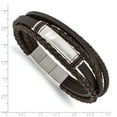 thumbnail image 2 of Primal Steel Stainless Steel Brushed Brown PU Leather and Rubber with 0.5 Inch Extension 8 Inch Bracelet, 2 of 7