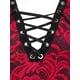 thumbnail image 3 of Talla grande Flower Lace Sheer Lace Up Tunic Tee Rosegal Mangas largas de talla grande, 3 of 5