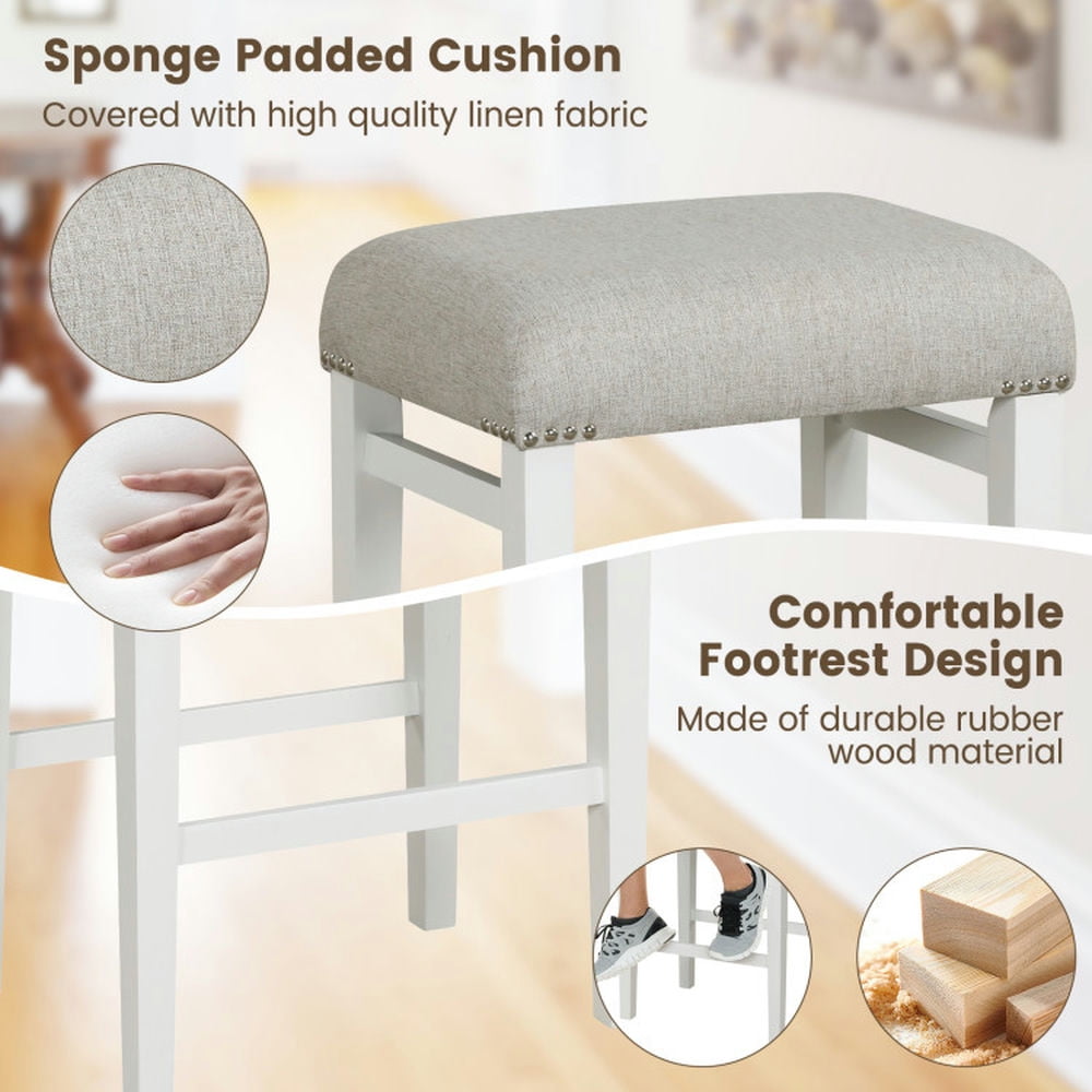 Demi Bonn 24.5" 2 Pieces Backless Barstools with Padded Seat CushionsModern Dining Chair, Gray