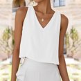 thumbnail image 2 of DDAPJ pyju Cropped Tank Top for Women V Neck Sleeveless Cotton Linen Shirts Summer Casual Loose Fit Basic Tees White XXXL, 2 of 10