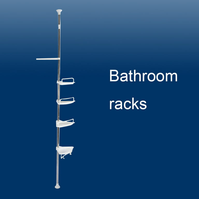 Telescopic Corner Shower Shelf 4 Tier Bathroom Corner Storage No Drilling  Shower Shelves Adjustable Height 305-110 Cm Shelf Storage Shower Caddy  White