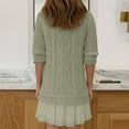 thumbnail image 4 of NANAIQ Sweater Dress for Women Fall Cute Pleated Cable Knit Mini Dress Twofer Style Crewneck Long Sleeve Short Dresses Green XXL, 4 of 7