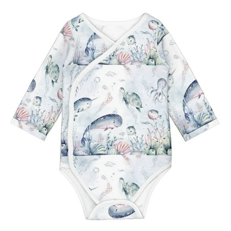 

Gaeub Sea Animals Unisex Babies Long-Sleeve Bodysuit 100% Organic Cotton-12 Months