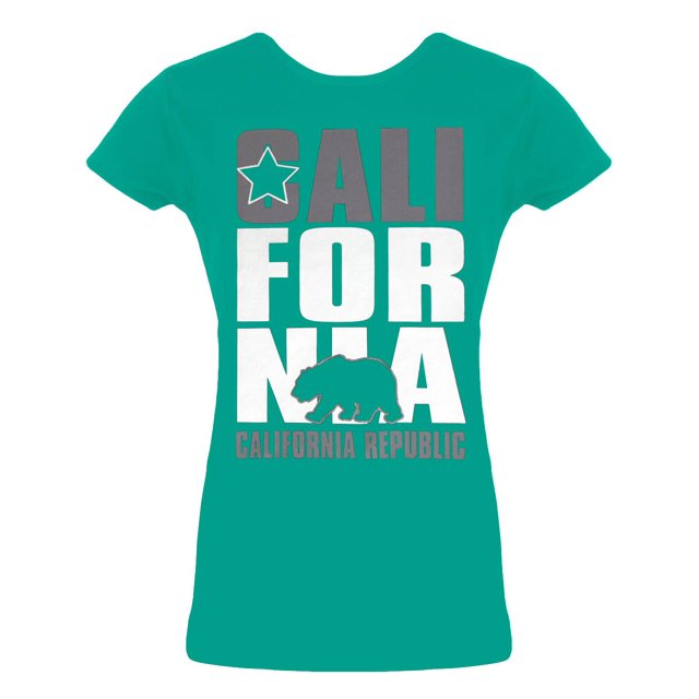 Camiseta de la república de la manga corta de la mujer de California - Kelly Green - Pequeño Gravity Trading Camiseta de manga corta