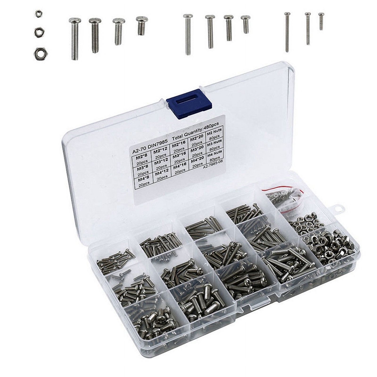 960Pcs/Set M2 M2.5 M3 Din7985 Gb818 Steel  Recessed Pan Head Screws  Screws Assortment Kit Hw028