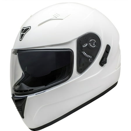 Pilot Motosport ST-17 Full Face Motorcycle Helmet - WHITE, M (ECE/DOT Certified)