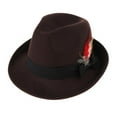 thumbnail image 2 of Men Fedora Hat Wool Felt Crushable Handmade Bowknot Feather Coffee, 2 of 6