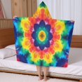 thumbnail image 5 of Colorful Rainbow Tie Dye Spiral Pattern Hooded Bath Towel，50"x30" for Ages 3 To 12 Kids, Quick Dry Lightweight Soft Microfiber Hood Beach Towel Cover Up for Kids, 5 of 7