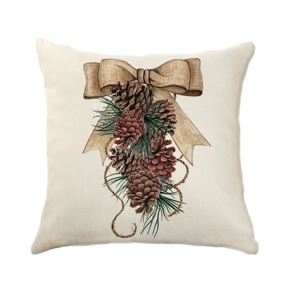Christmas Themed Printed Pillow Cover, 17.7" Holiday Ambiance Decoration for Sofa and Window Cushion, Festive Home Decor