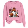 thumbnail image 5 of Women Cute Ghost Pumpkin Rose Graphic Crewneck Sweatshirt Halloween Pullover Top for Holiday, 5 of 5