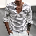 thumbnail image 2 of Tisuna Mens Fall T-Shirts Soft Henley Neck Tops Men Striped Shirts For Workout Gym Size Xxxl, 2 of 8