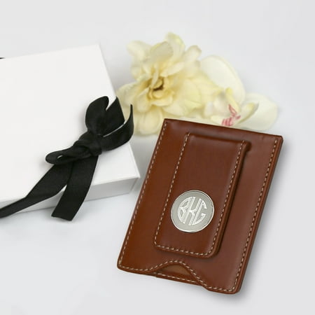 Personalized Monogram Leather Money Clip Gift Boxed