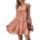 thumbnail image 3 of KIRUNDO Vestidos de verano para mujer, sin mangas, manga con volantes, cuello redondo, sólido, suelto, corto, plisado, mini vestido babydoll, 3 of 5
