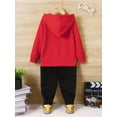 thumbnail image 4 of Kucnuzki 5T Little Boy Winter Outfits Pants Sets 6T Long Sleeve Casual Stylish Pure Color Hoodie Sweatshirt Elastic Pants 2PCS Set Red, 4 of 8