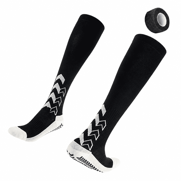 Knee High Grip Football Socks Non Slip Soccer Socks With 1 Rolls Securing Tape Athletic For Baseball Softball Football