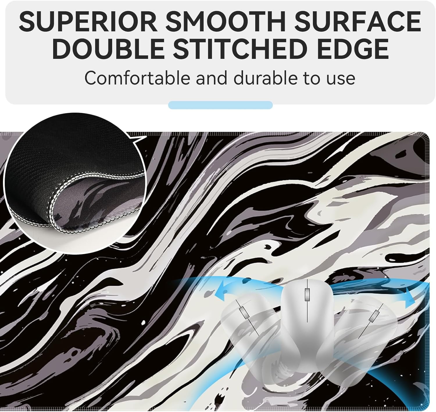 Mousepad, Extended Mouse Pad, Non-Slip Large Mouse Pad, Waterproof Desk Mat, XL Gaming Mouse Pad, Keyboard Pad for Laptop, Black and White Desk Pad, Mousepad for Home, Office 35.4''''x15.7''''