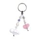 thumbnail image 3 of Llavero de cuentas, creativo, portátil, con forma de gato, ideal como regalo de cumpleaños o Año Nuevo. Rosa y blanco, 3 of 9