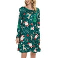 thumbnail image 6 of Gustave Women Christmas Tunic Dresses Long Sleeve Xmas Print Midi Dress Loose Fit Casual Swing T-Shirt Dress with Pocket - Green, S, 6 of 8