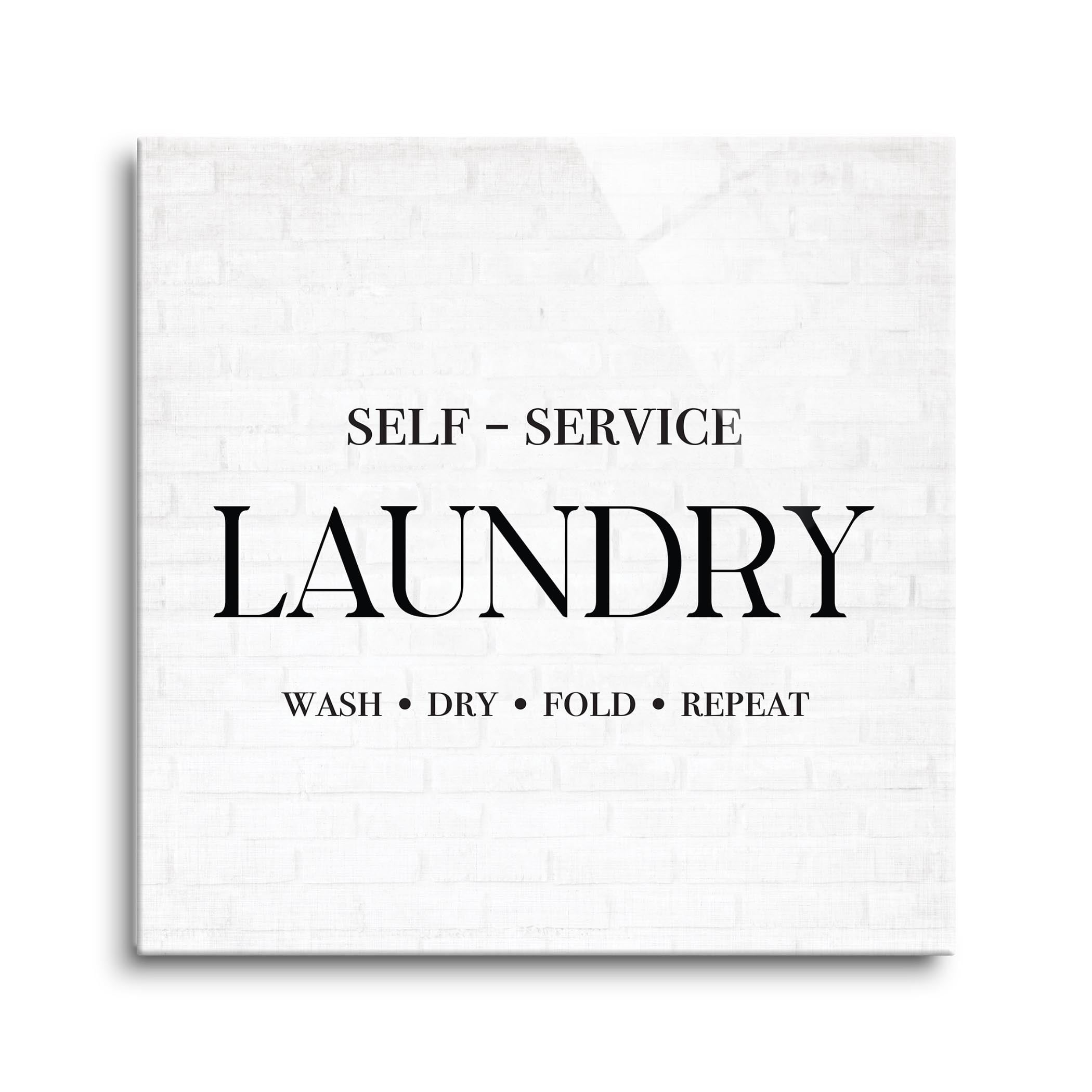SelfService Laundry White Tile 12 x 12 Glass Wall Hanging Sign