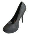 thumbnail image 6 of Bonnibel Monique-1N Women's Round Toe Slip-On Platform 5-Inch Holiday Party Dress Pumps BLACK GLITTER 6.5, 6 of 6