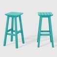 thumbnail image 3 of WestinTrends Malibu 29" HDPE Outdoor Patio Square Bar Stools (Set of 2), Turquoise, 3 of 8