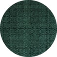 thumbnail image 1 of Ahgly Company Machine Washable Indoor Round Abstract Turquoise Blue Modern Area Rugs, 3' Round, 1 of 4