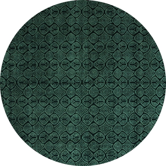Ahgly Company Machine Washable Indoor Round Abstract Turquoise Blue Modern Area Rugs, 3' Round