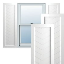Ekena Millwork 15"W x 65"H True Fit PVC Single Panel Chevron Modern Style Fixed Mount Shutters, White (Per Pair - Hardware Not Included)