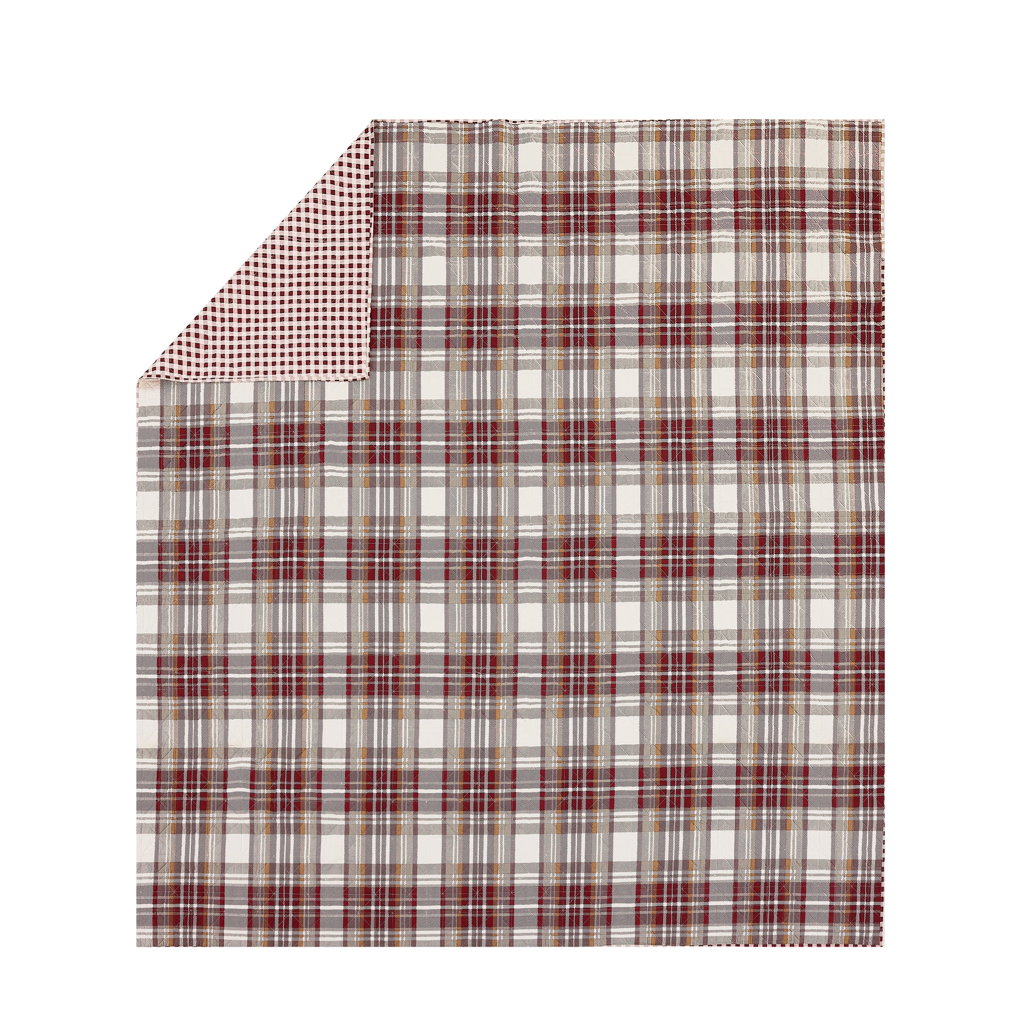 Laurel & Mayfair Camden Plaid Red 3-Piece Quilt Set, King