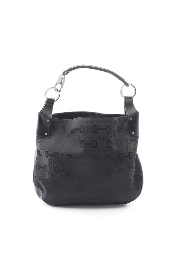 Pre-Owned Gucci GG pattern shoulder bag/handbag, canvas and leather, women's, black, item...