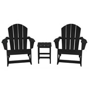 Keller 3 Piece Outdoor Rocking Chair and Table Set in Black