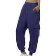 thumbnail image 3 of JJHGVB Baggy Sweatpants Drawstring Pants Women Cotton Sweatpants Comfy Pants Dressy Pants Work Trousers for Women Pants Women Trendy Dark Blue L, 3 of 9