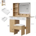 thumbnail image 2 of M optimized Vanity Desk with Mirror and Lights, Power Outlets Makeup Table with Drawers & Cabinet, Storage Stool, Dressing Table for Bedroom, 2 of 7