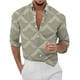 thumbnail image 1 of Camisas Vaqueras Para Hombre XXL Casual Hombres Solapa suelta Estampado geométrico Manga larga Puños Botón Puerto Estilo Floral Camisa Playa Hawaiianss Verano Top (Grey, XL), 1 of 3