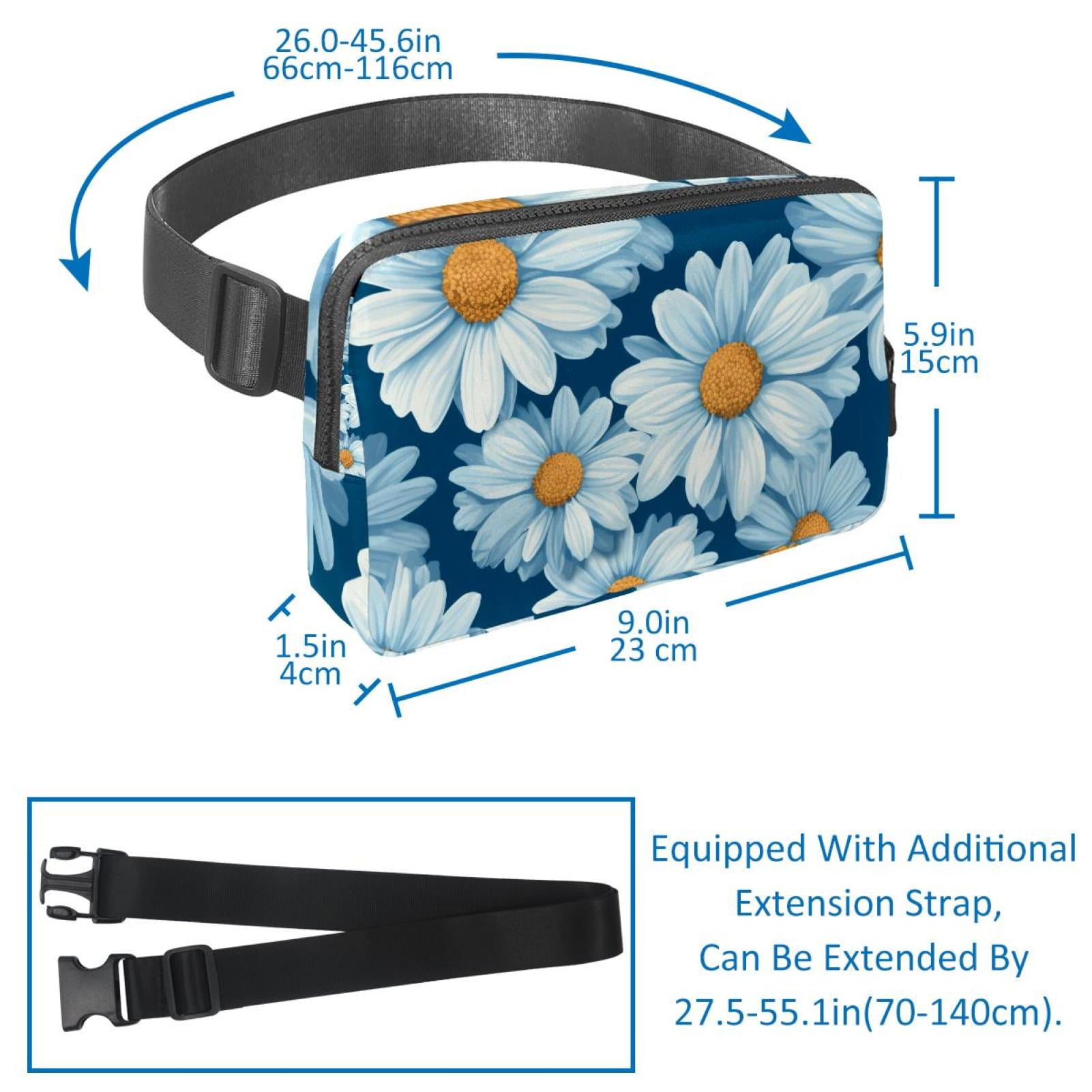 Daisies Lightweight Adjustable Waist Pack with Extension Strap - Unisex Fanny Pack, Belt Bag, Cross Body Bag