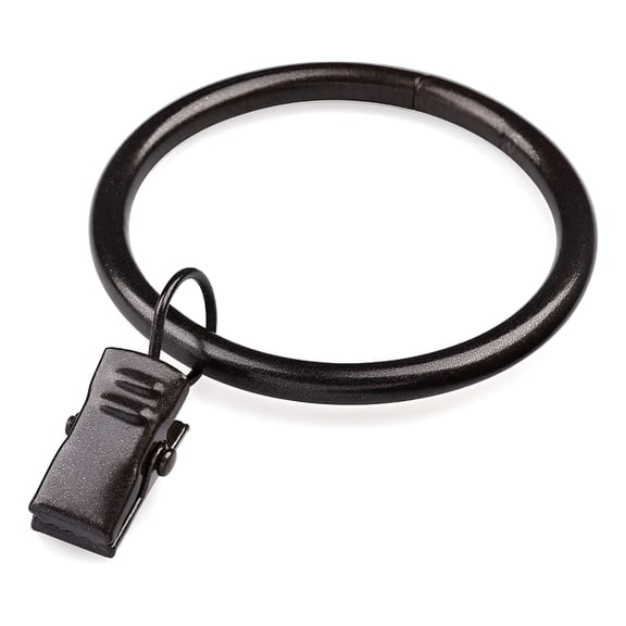 LAMIRO Set of 14 Curtain Rings with Clips - Interior Diameter 1.75Inch -Curtain Clips with Rings Fits Up to 1 1/2 Inch Rod - Oil Rubbed Bronze